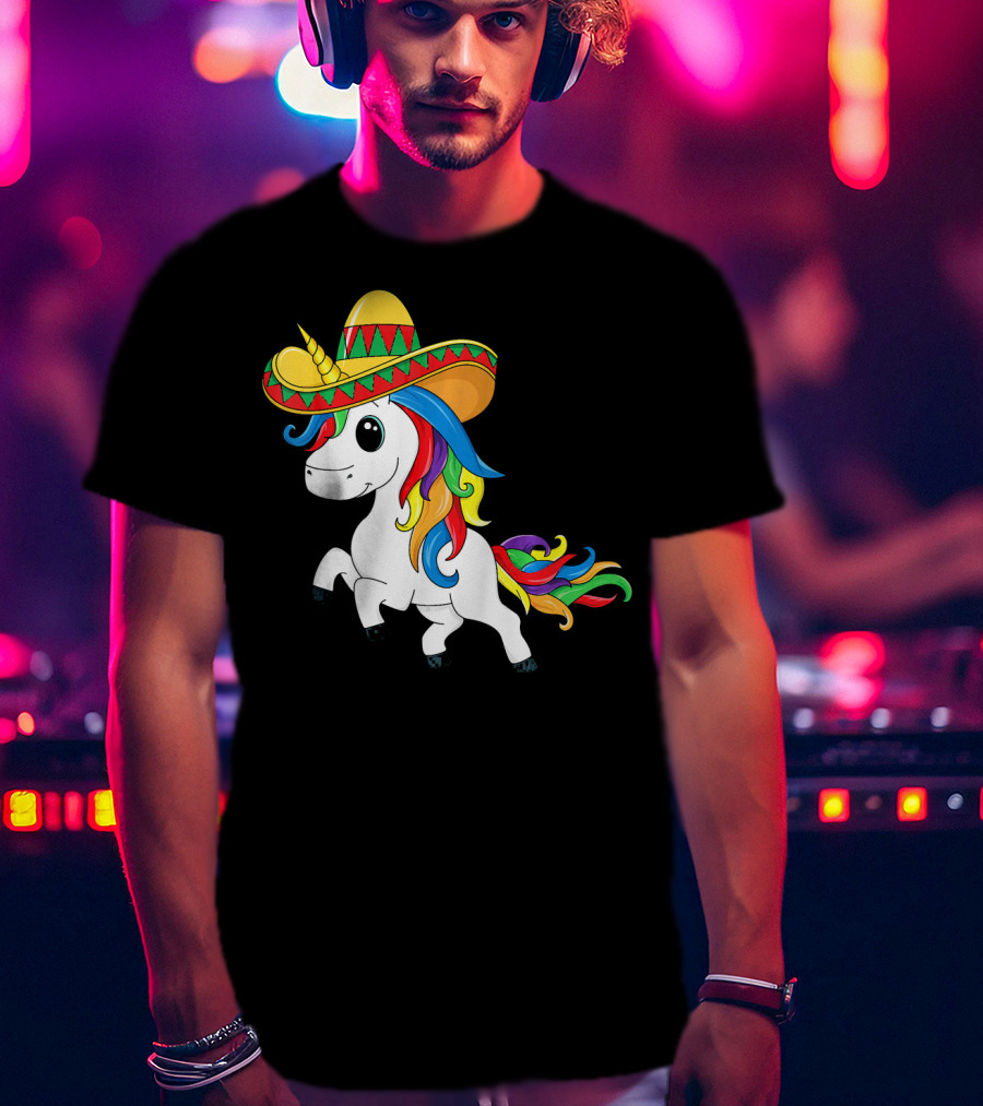 Cinco De Mayo Unicorn Sombrero Rainbow Kids Girls T-Shirt