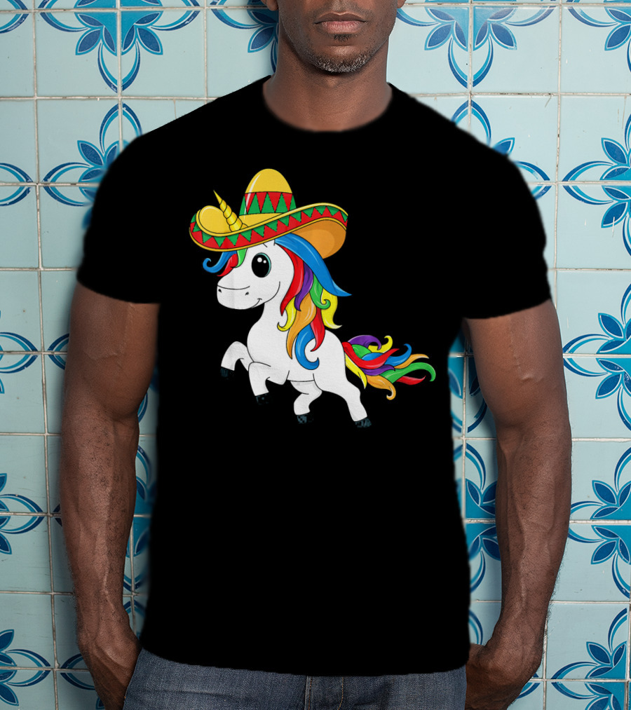 Cinco De Mayo Unicorn Sombrero Rainbow Kids Girls T-Shirt