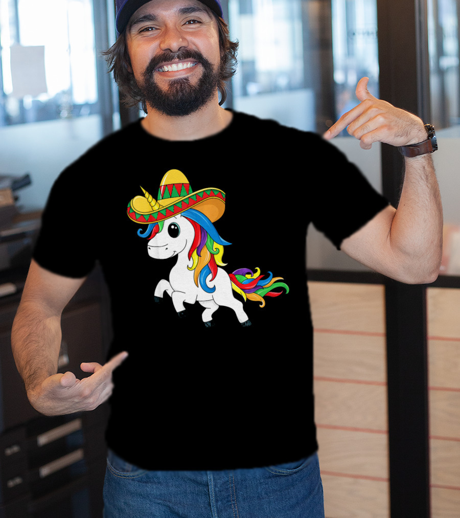 Cinco De Mayo Unicorn Sombrero Rainbow Kids Girls T-Shirt