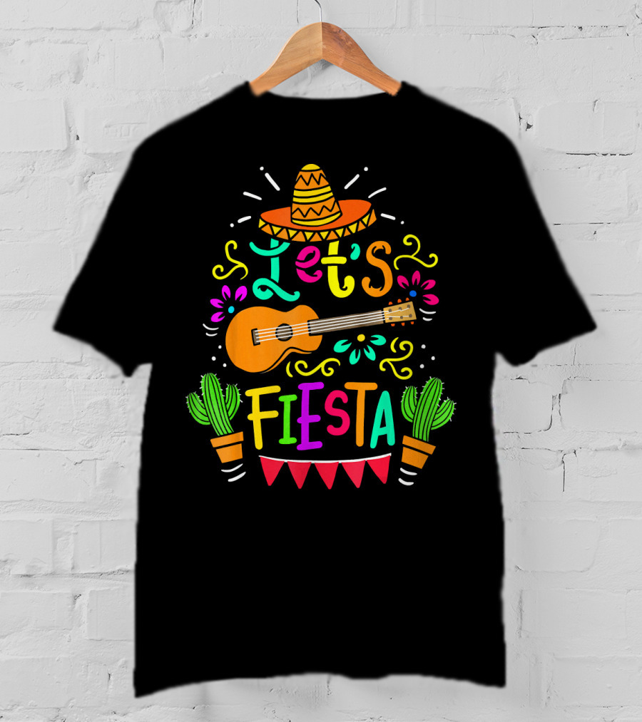 Cinco De Mayo Mexican Guitar Let's Fiesta T-Shirt