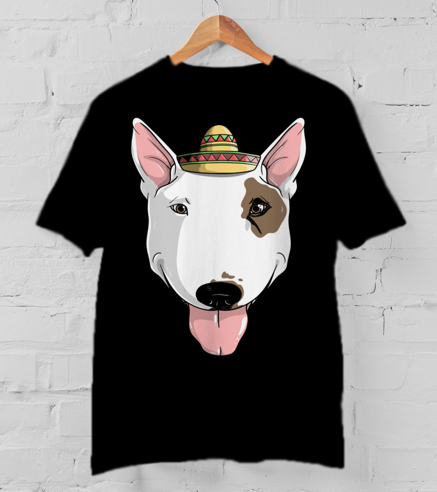Bull Terrier Dog Sombrero Fiesta Cinco De Mayo T-Shirt