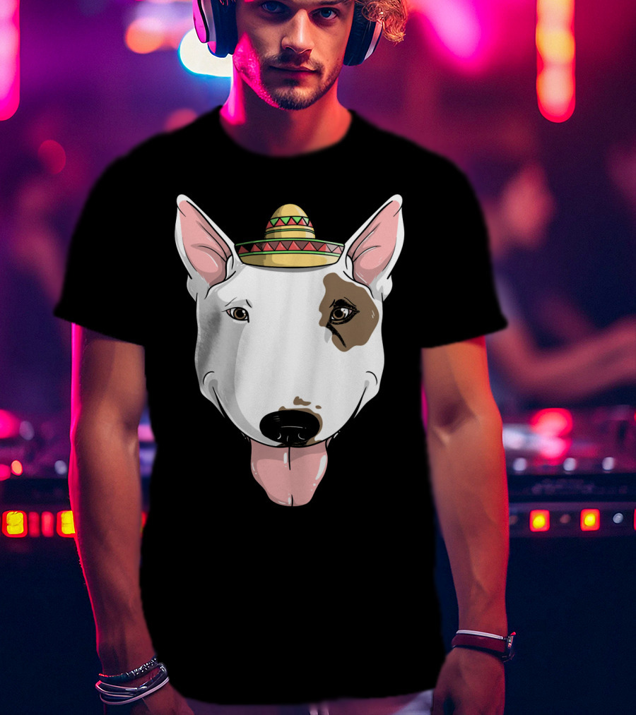 Bull Terrier Dog Sombrero Fiesta Cinco De Mayo T-Shirt