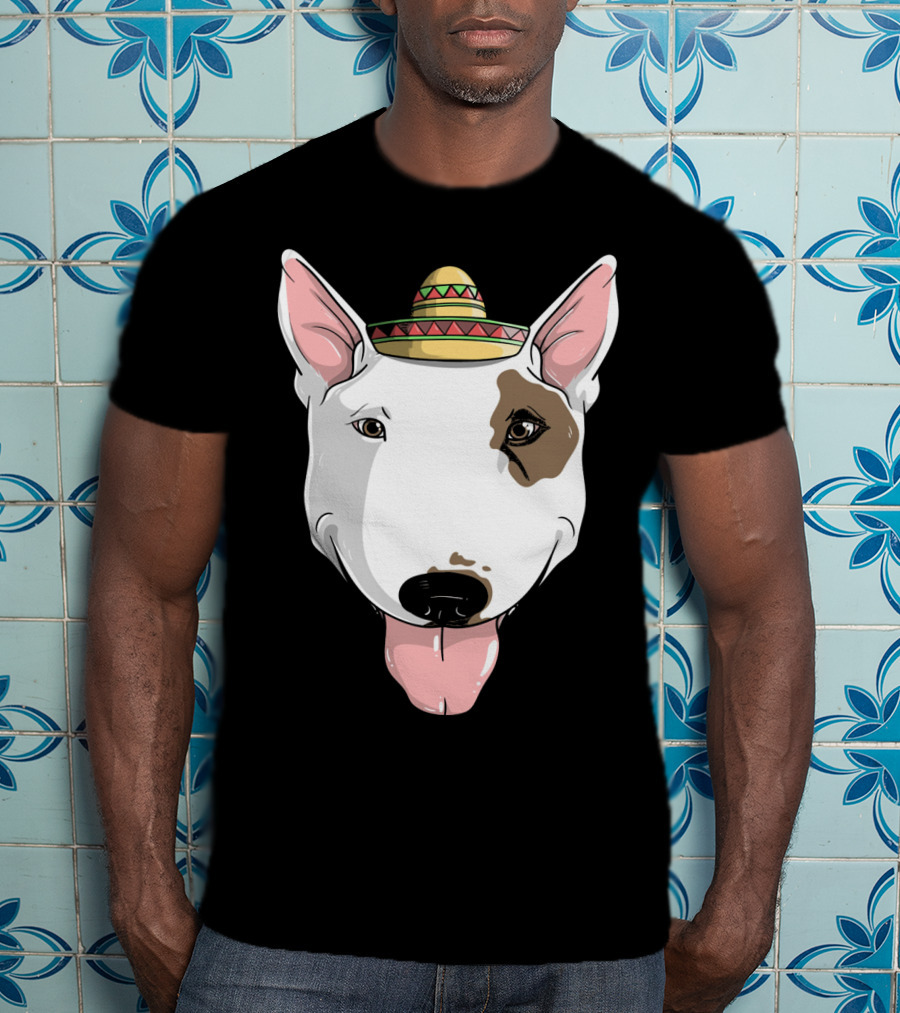 Bull Terrier Dog Sombrero Fiesta Cinco De Mayo T-Shirt