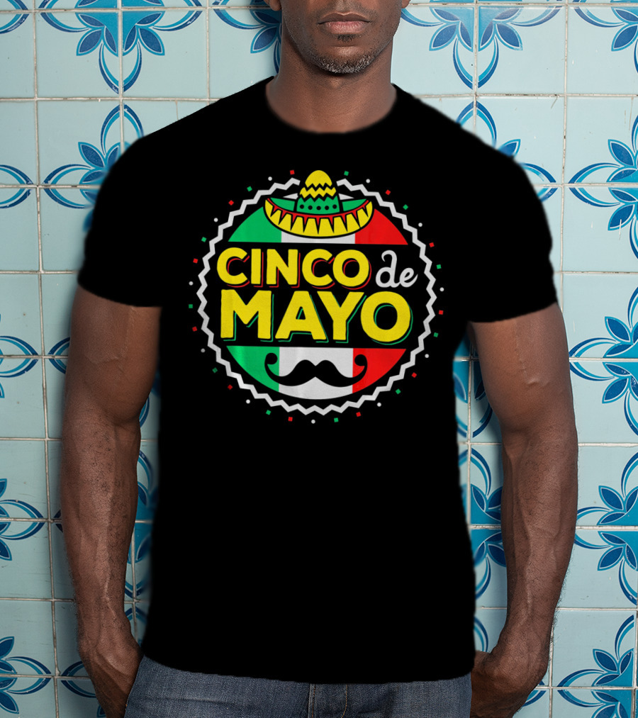 Cinco De Mayo Mexican Sombrero Mustache T-Shirt