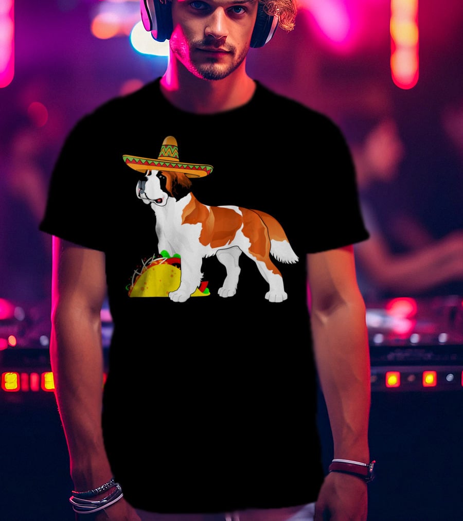Cinco De Mayo Bernard Sombrero Taco Fun T-Shirt