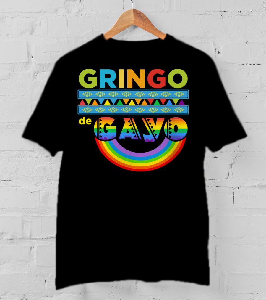 Mens Gay Gringo De Gayo Funny Cinco De Mayo LGB Rainbow T-Shirt