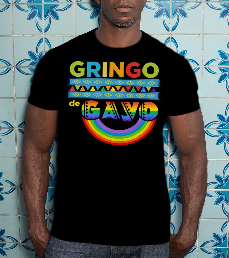 Mens Gay Gringo De Gayo Funny Cinco De Mayo LGB Rainbow T-Shirt