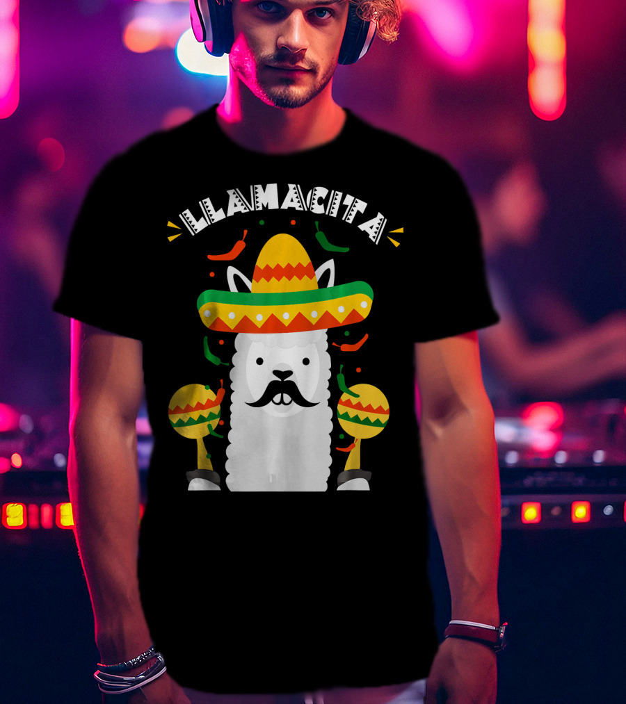 Llamacita Cinco De Mayo Party Llama Sombrero Maracas T-Shirt