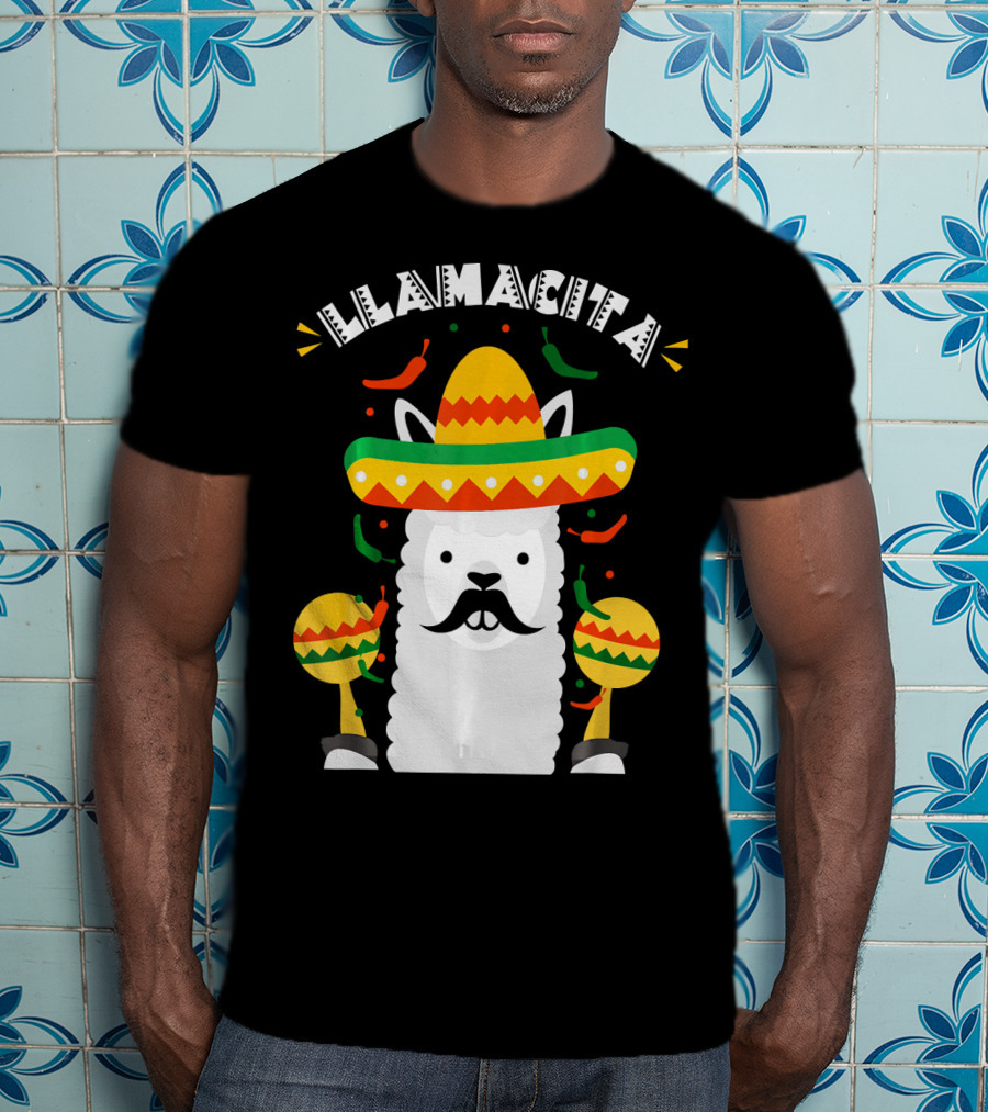 Llamacita Cinco De Mayo Party Llama Sombrero Maracas T-Shirt