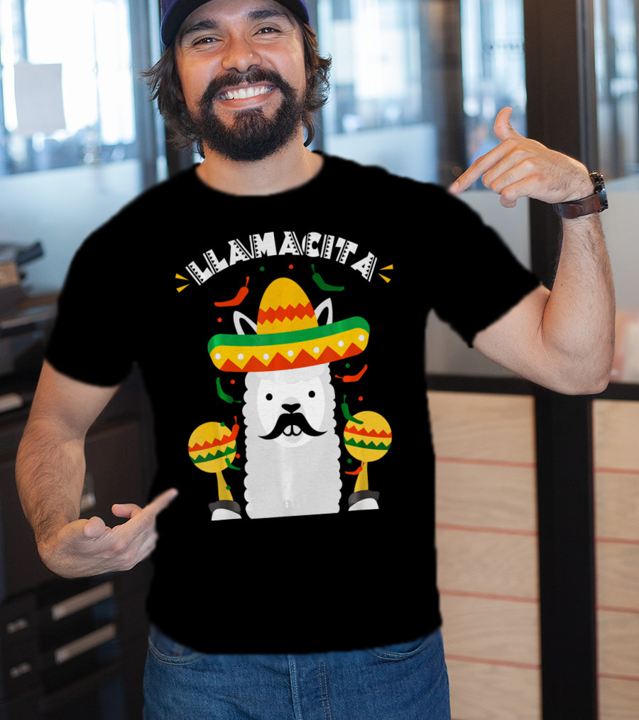 Llamacita Cinco De Mayo Party Llama Sombrero Maracas T-Shirt