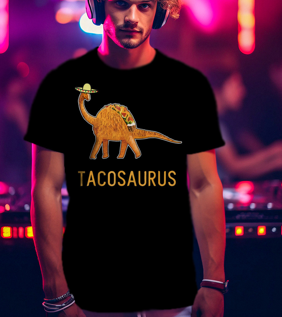 Funny Cinco De Mayo Tacosaurus Dinosaur In Sombrero With Taco Back T-Shirt