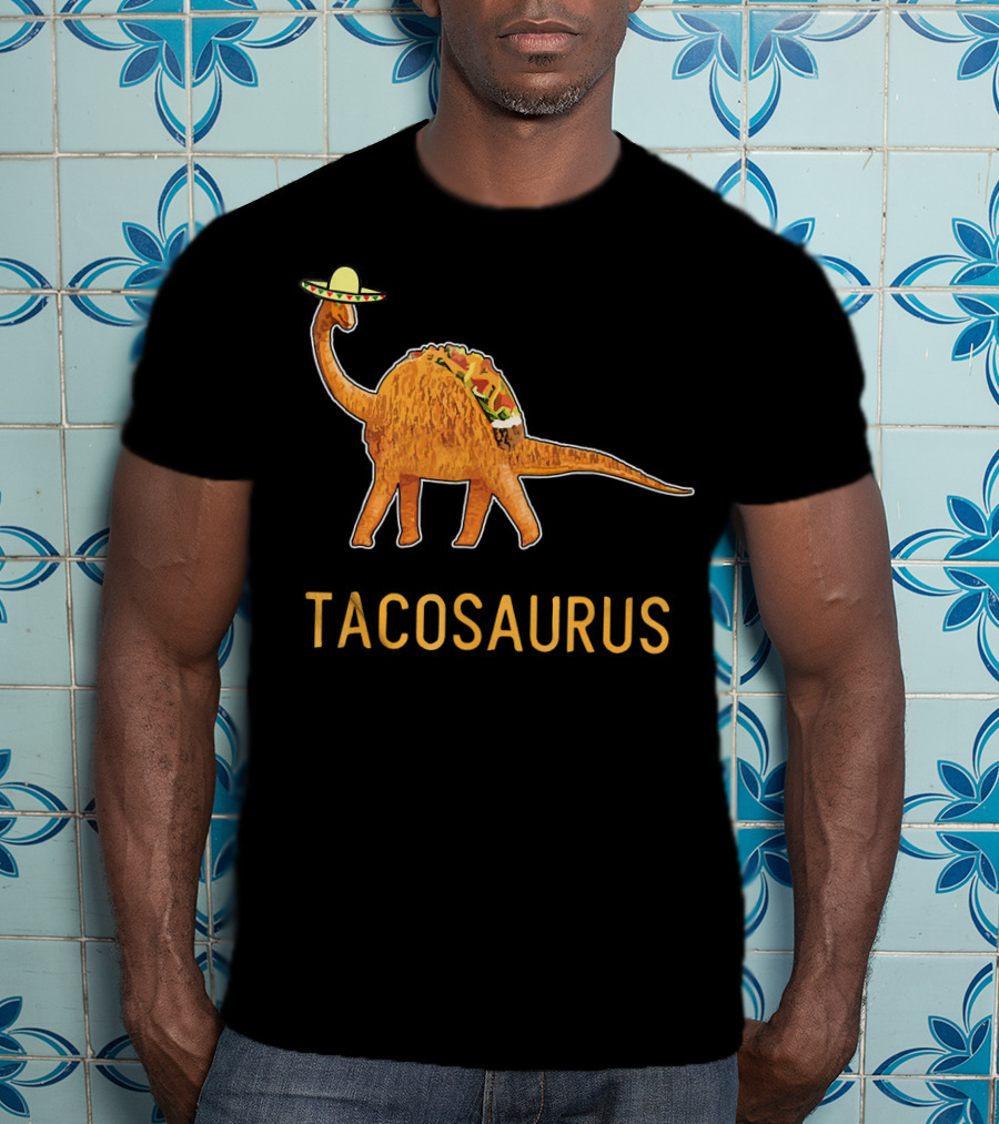Funny Cinco De Mayo Tacosaurus Dinosaur In Sombrero With Taco Back T-Shirt