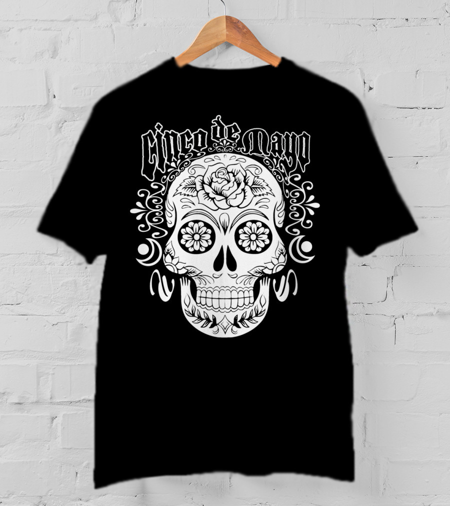 Cinco De Mayo Sugar Skull With Floral Decorations T-Shirt