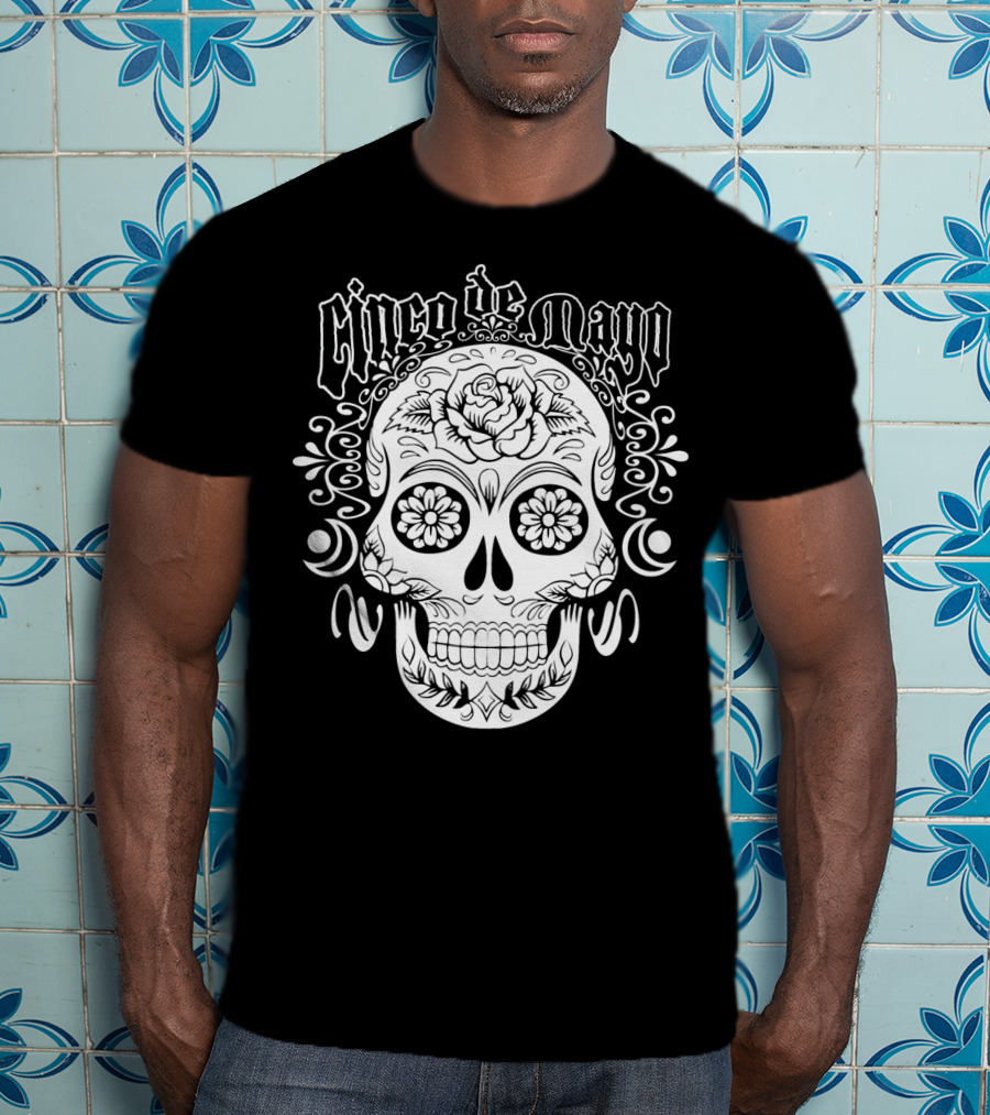Cinco De Mayo Sugar Skull With Floral Decorations T-Shirt