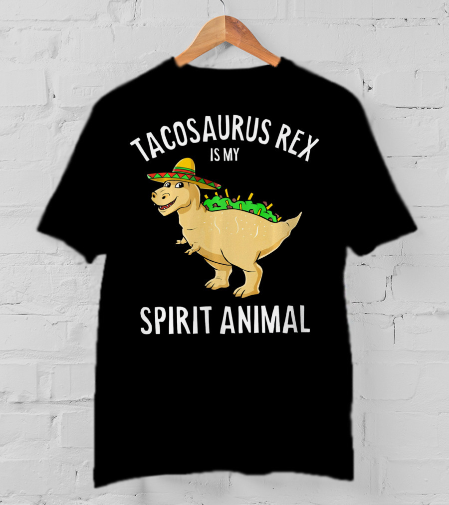 Tacosaurus Rex Is My Spirit Animal Sombrero Dinosaur With Taco Back T-Shirt