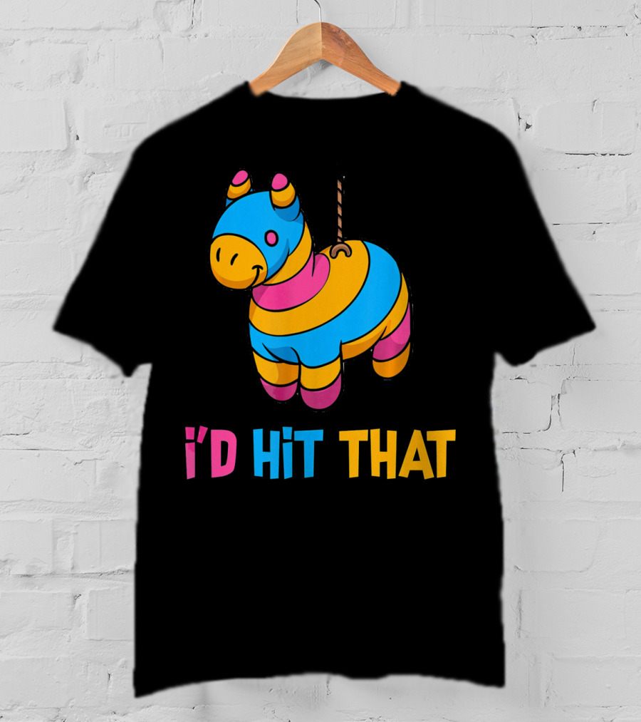 Cute Mexican I'd Hit That Piñata Rope Hanging Colorful Donkey T-Shirt