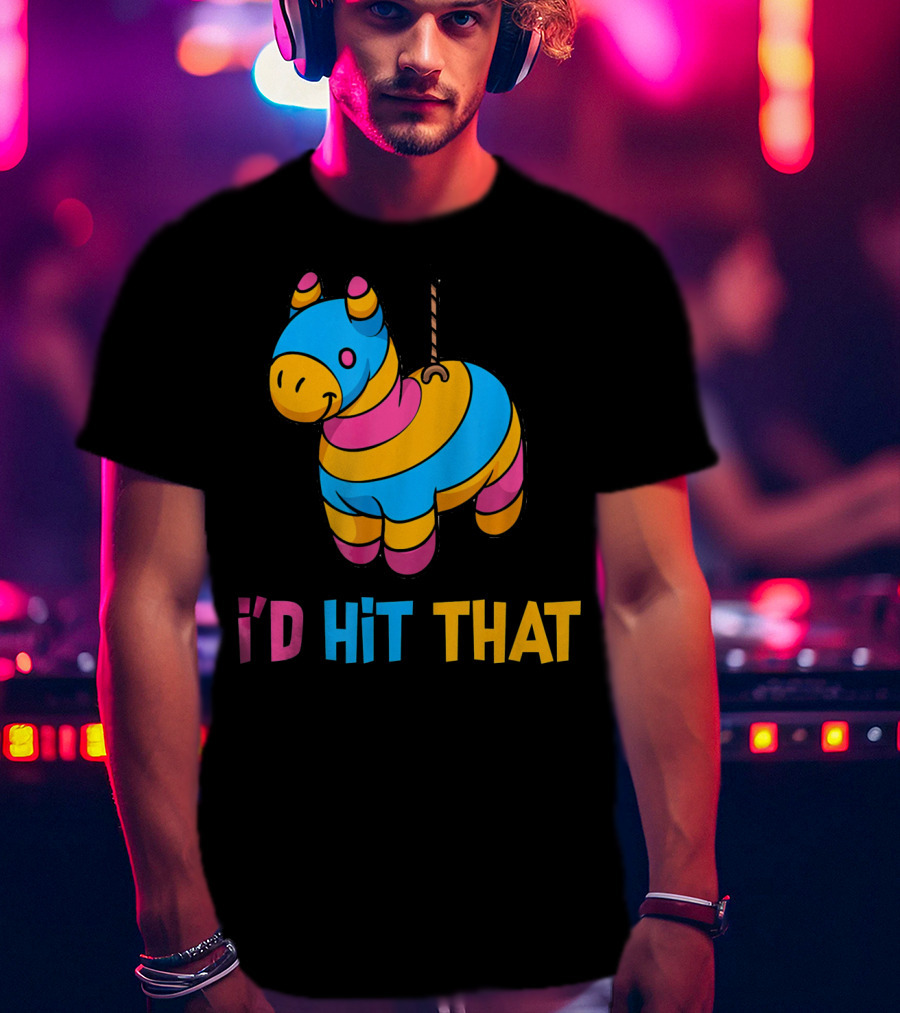 Cute Mexican I'd Hit That Piñata Rope Hanging Colorful Donkey T-Shirt