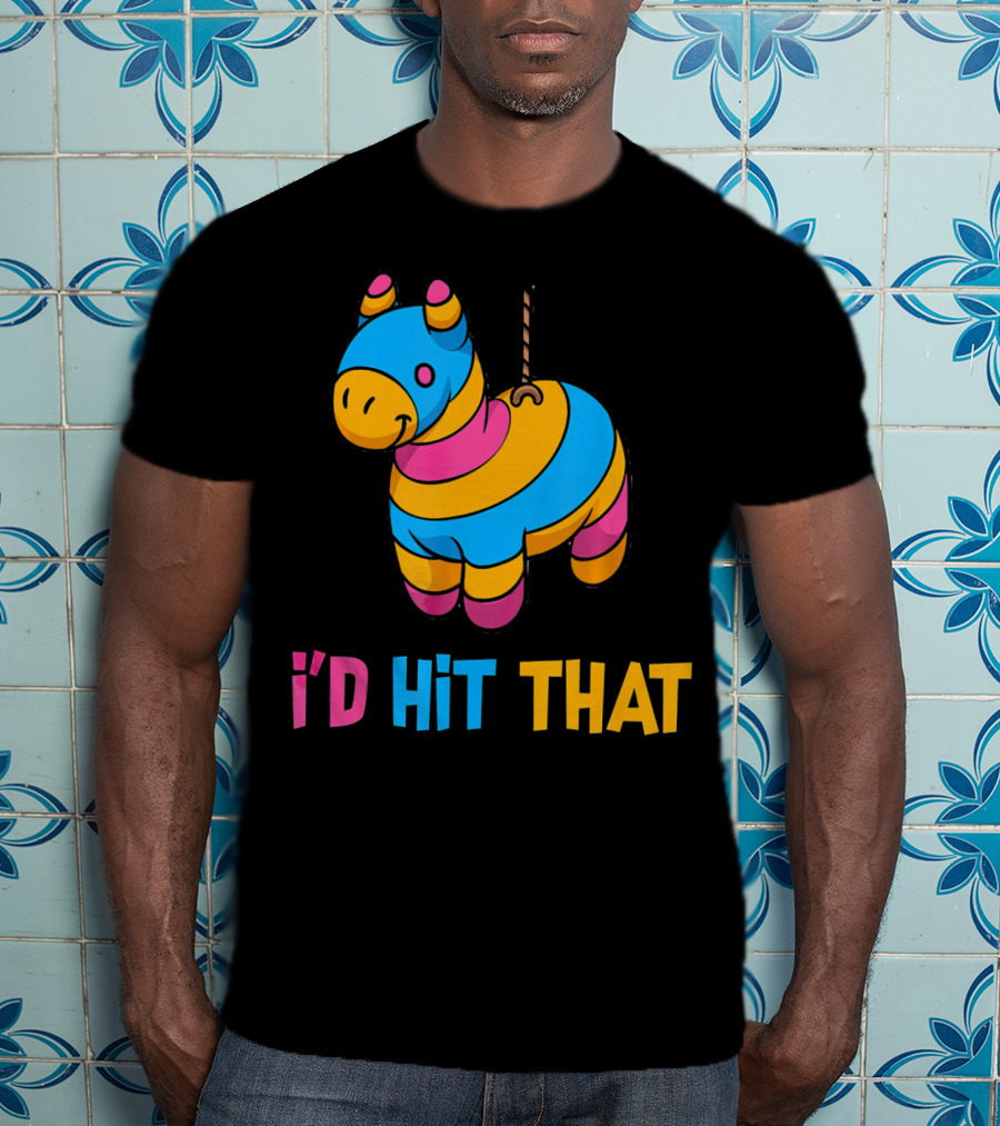 Cute Mexican I'd Hit That Piñata Rope Hanging Colorful Donkey T-Shirt