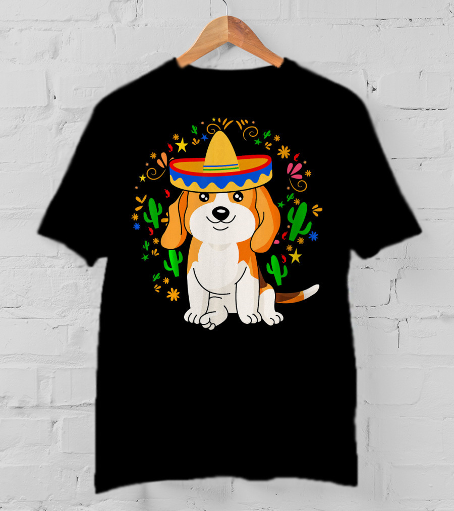 Cinco De Mayo Beagle Sombrero Cactus T-Shirt