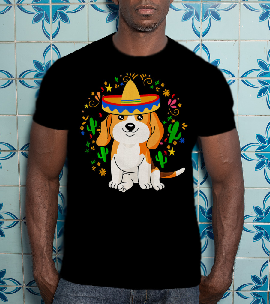 Cinco De Mayo Beagle Sombrero Cactus T-Shirt