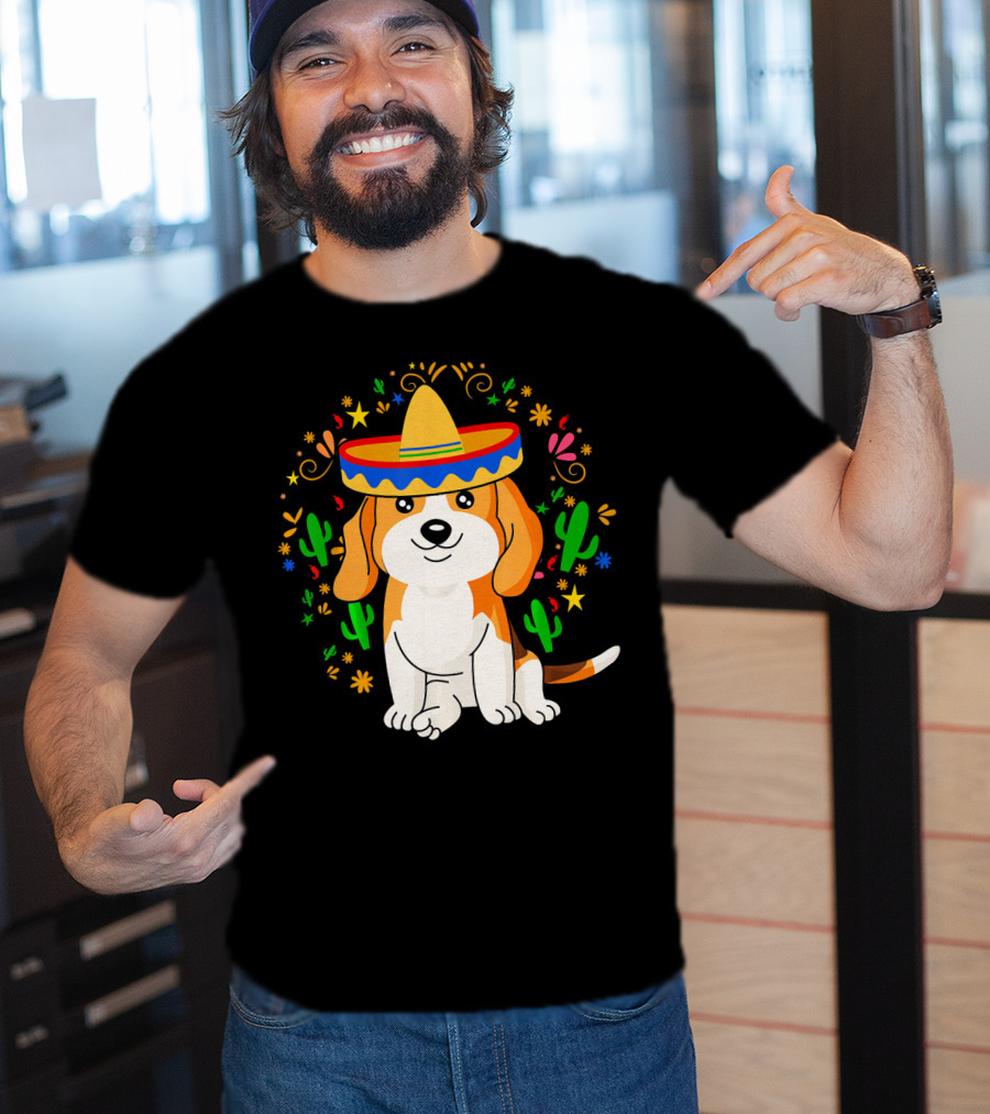 Cinco De Mayo Beagle Sombrero Cactus T-Shirt