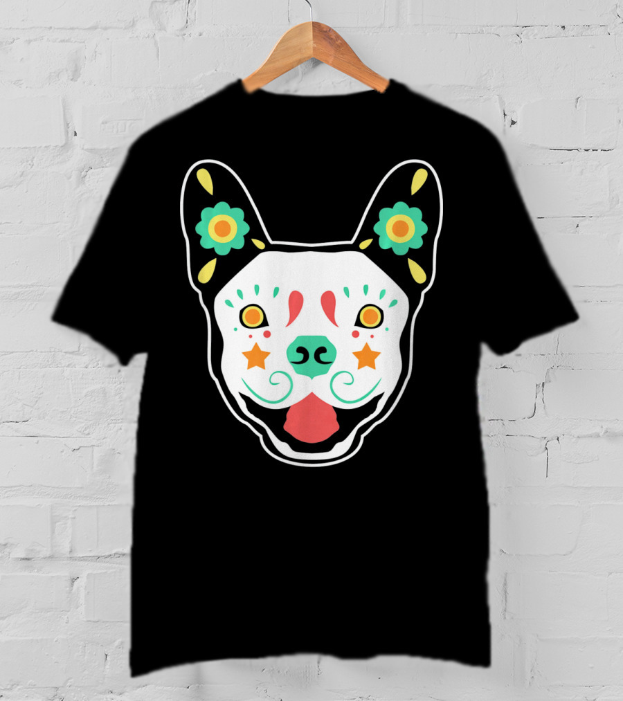 French Bulldog Sugar Skull Dia De Los Muertos T-Shirt