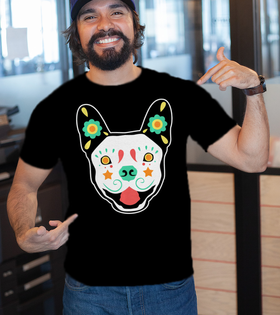 French Bulldog Sugar Skull Dia De Los Muertos T-Shirt
