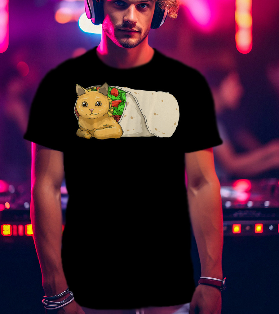 Cat Burrito Mexican Cat Cinco De Mayo Festive Humor T-Shirt