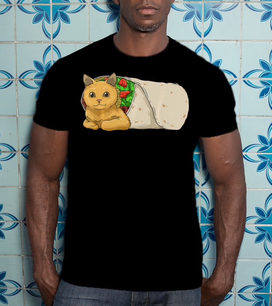 Cat Burrito Mexican Cat Cinco De Mayo Festive Humor T-Shirt