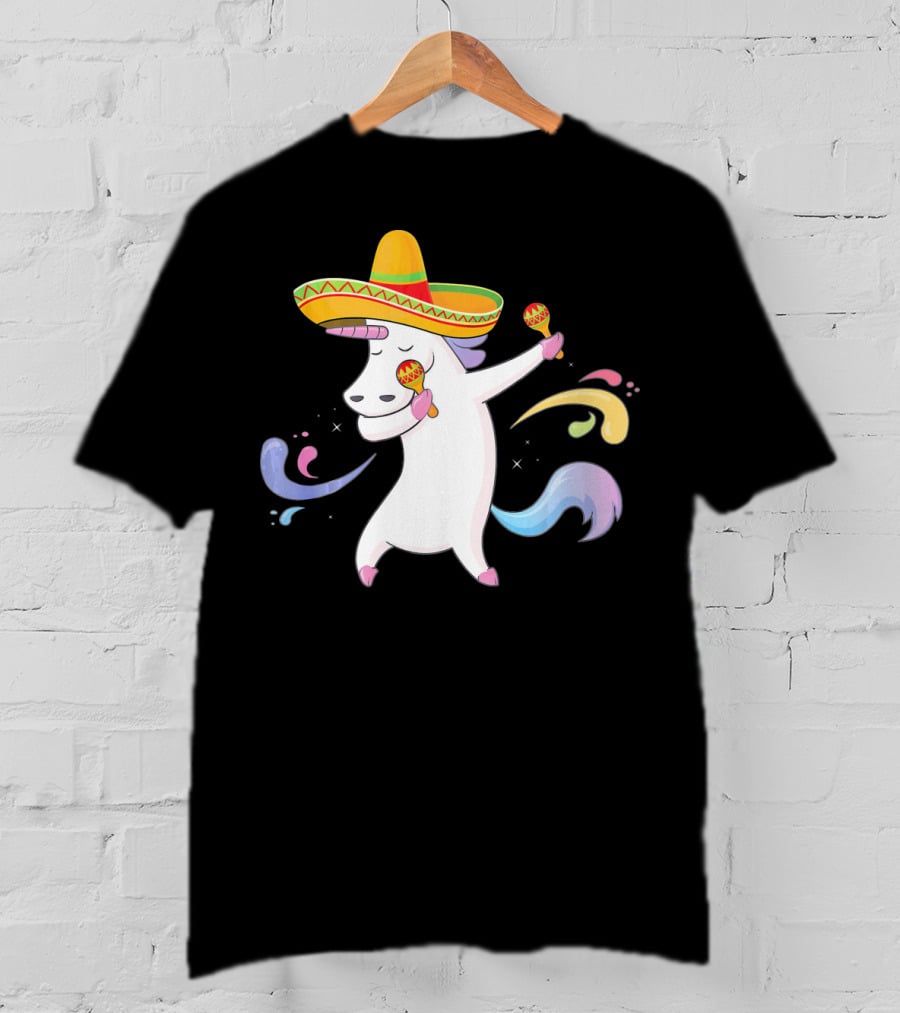 Cinco De Mayo Unicorn With Sombrero And Maracas T-Shirt