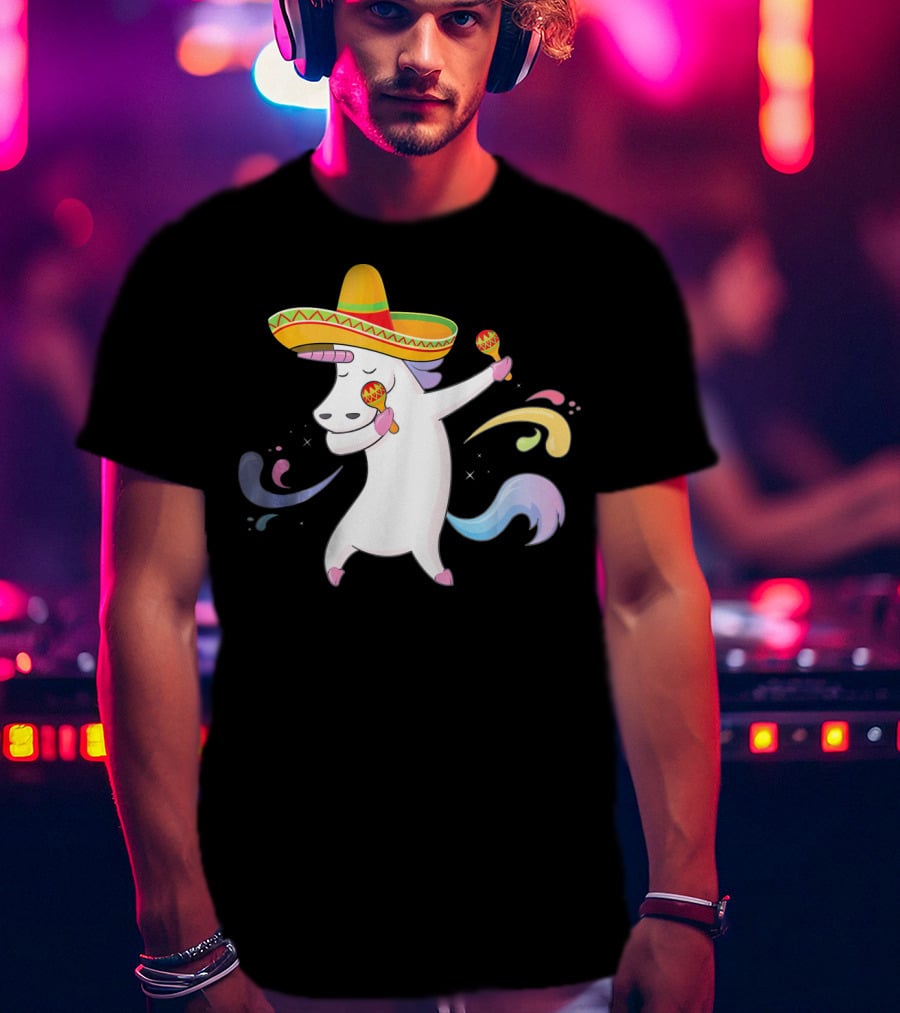 Cinco De Mayo Unicorn With Sombrero And Maracas T-Shirt