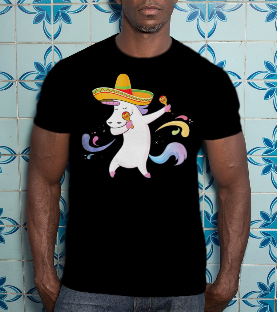 Cinco De Mayo Unicorn With Sombrero And Maracas T-Shirt