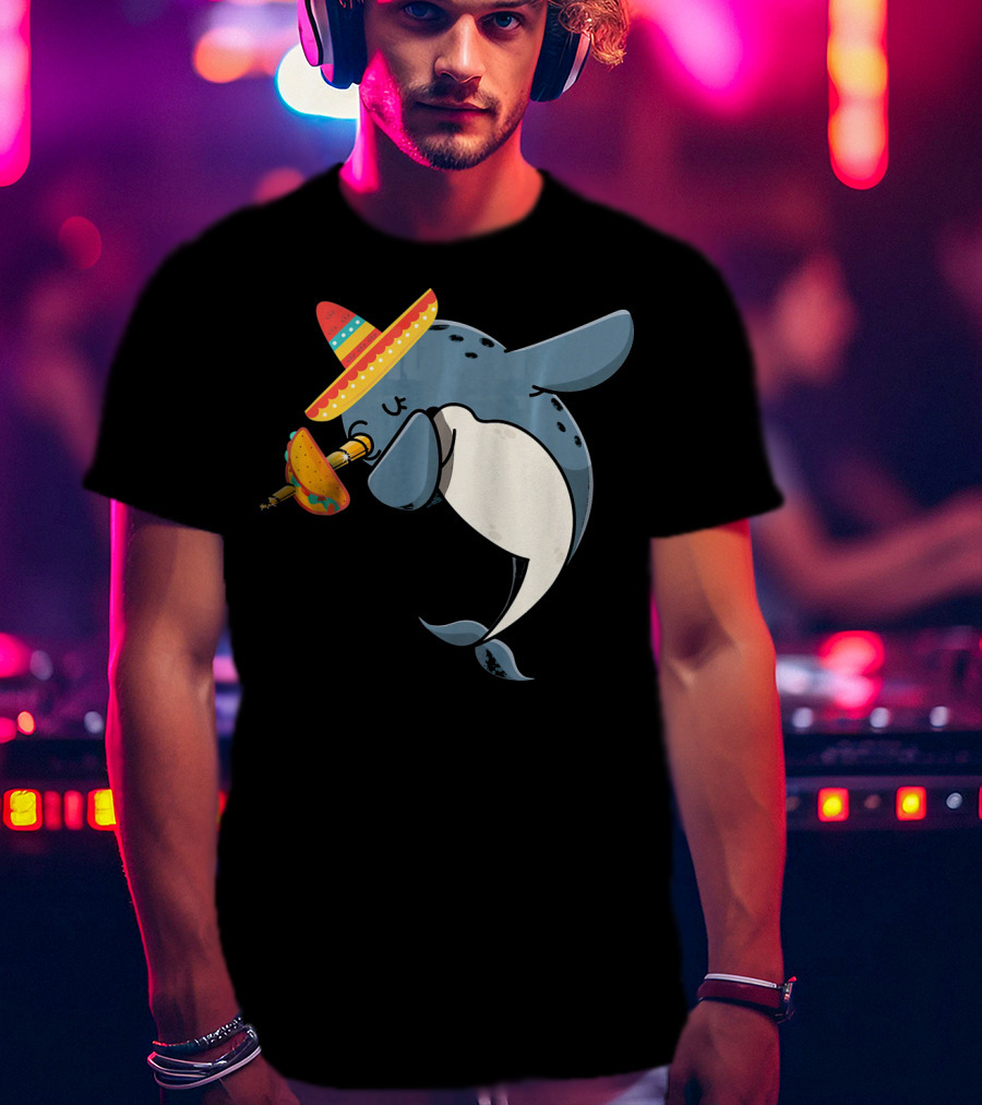 Narwhal Sombrero Taco Cinco De Mayo Funny Narwhal T-Shirt