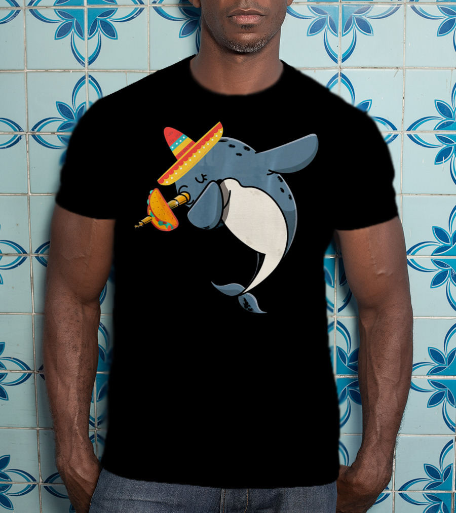 Narwhal Sombrero Taco Cinco De Mayo Funny Narwhal T-Shirt