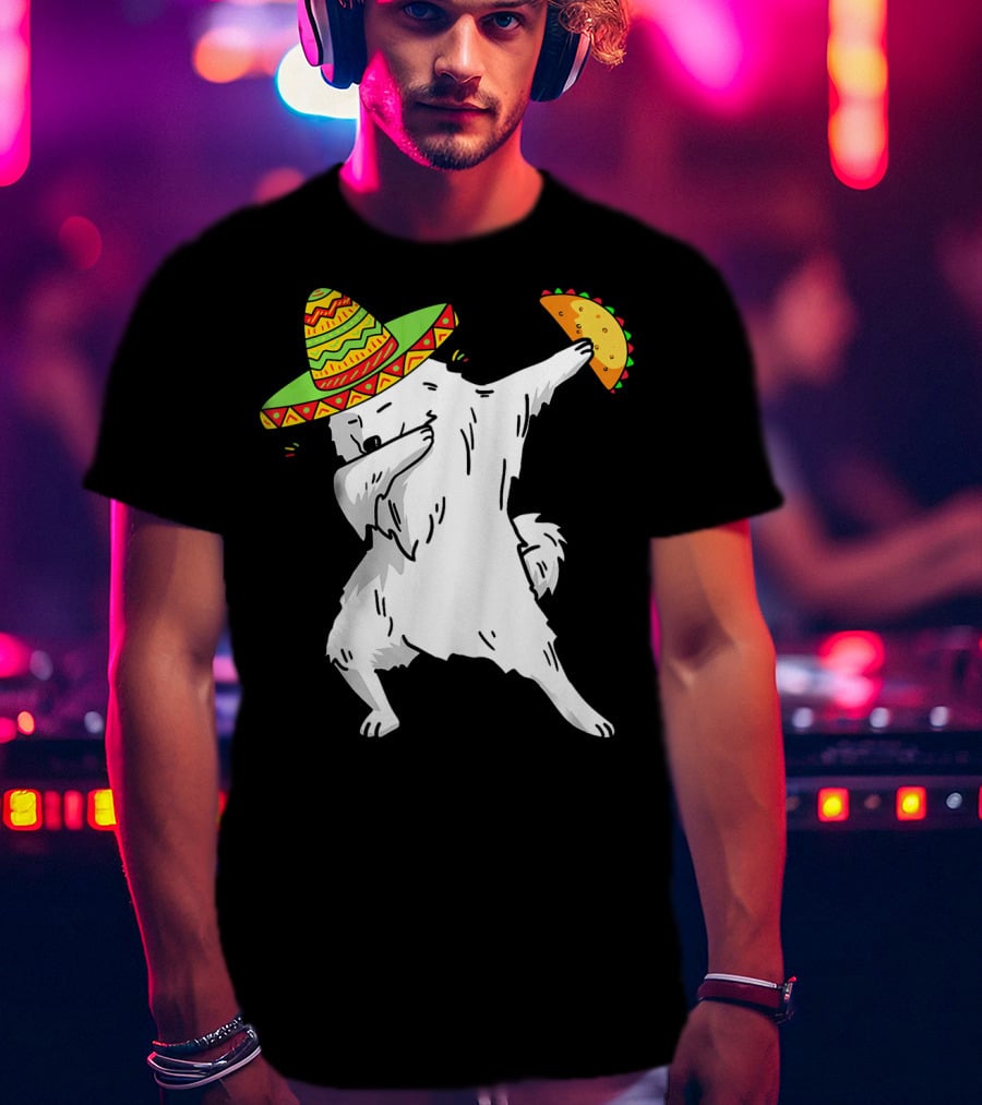 Cinco De Mayo Samoyed Dabbing With Taco And Sombrero T-Shirt
