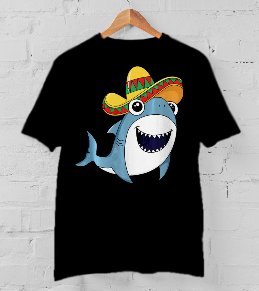 Kids Cinco De Mayo Sombrero Shark Boys Me T-Shirt