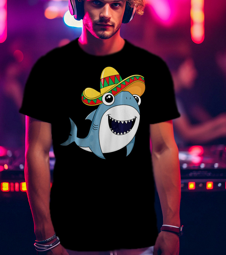 Kids Cinco De Mayo Sombrero Shark Boys Me T-Shirt