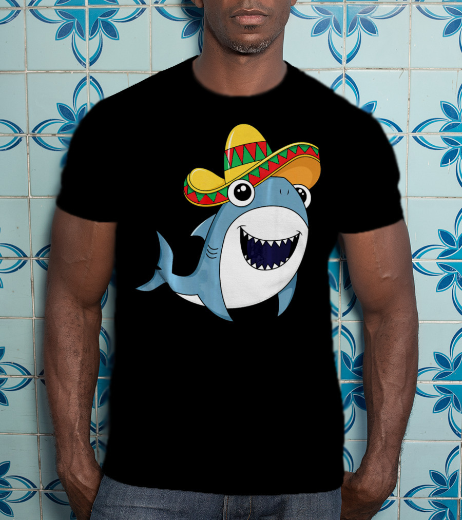 Kids Cinco De Mayo Sombrero Shark Boys Me T-Shirt