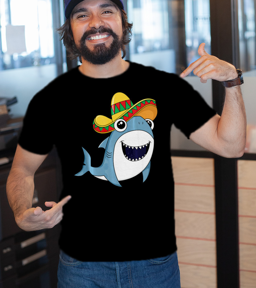 Kids Cinco De Mayo Sombrero Shark Boys Me T-Shirt