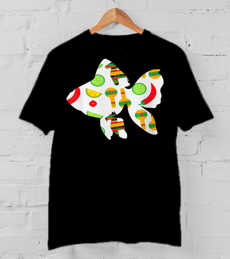 Funny Fish With Cinco De Mayo Maracas And Chili Peppers T-Shirt