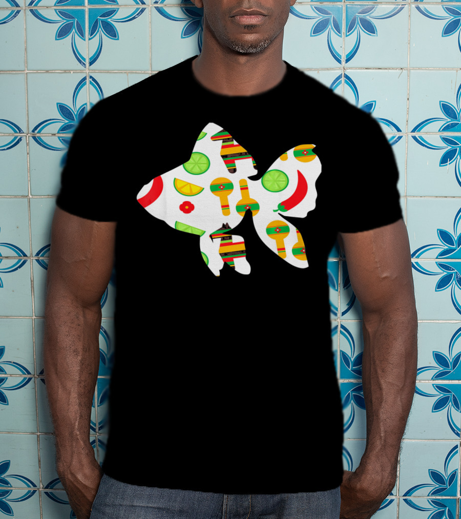 Funny Fish With Cinco De Mayo Maracas And Chili Peppers T-Shirt