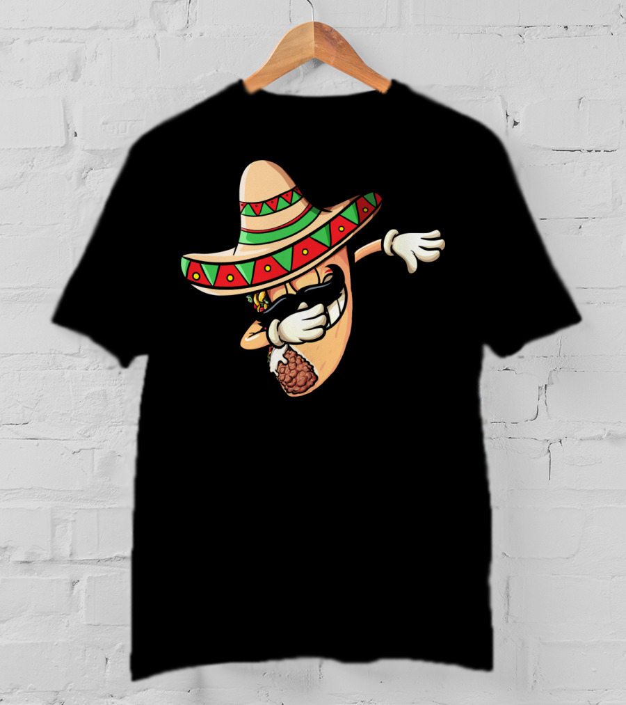 Funny Dabbing Taco Cinco De Mayo Fiesta Sombrero T-Shirt