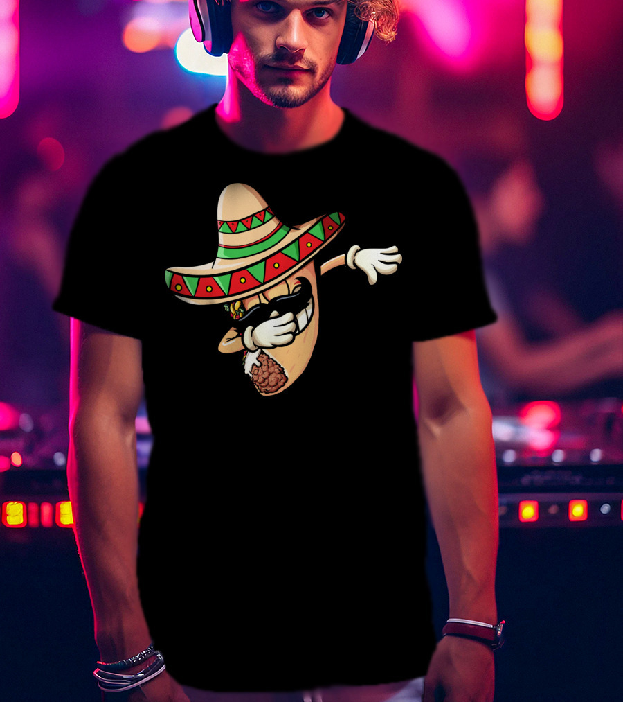 Funny Dabbing Taco Cinco De Mayo Fiesta Sombrero T-Shirt