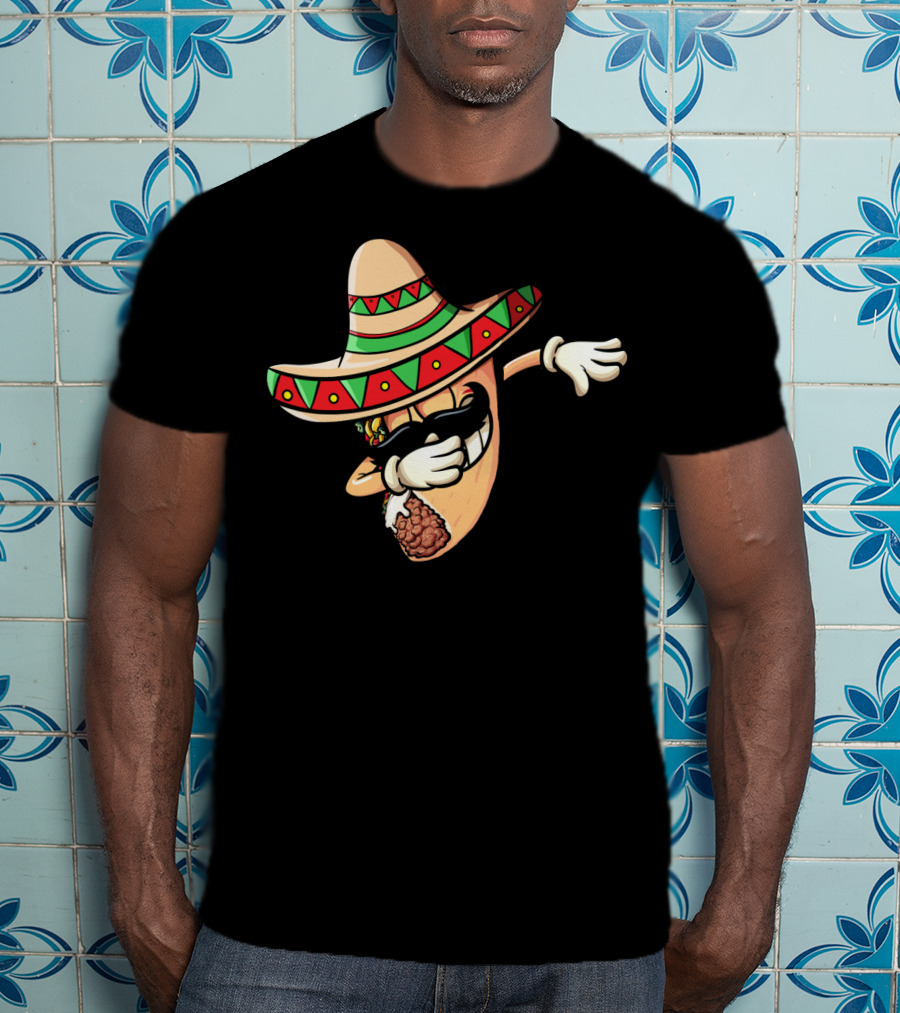 Funny Dabbing Taco Cinco De Mayo Fiesta Sombrero T-Shirt