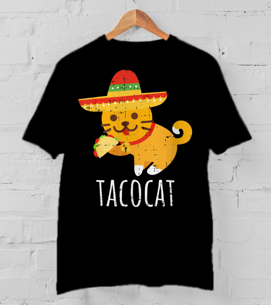 Tacocat Sombrero Taco Cat Funny Mexican Cinco De Mayo T-Shirt