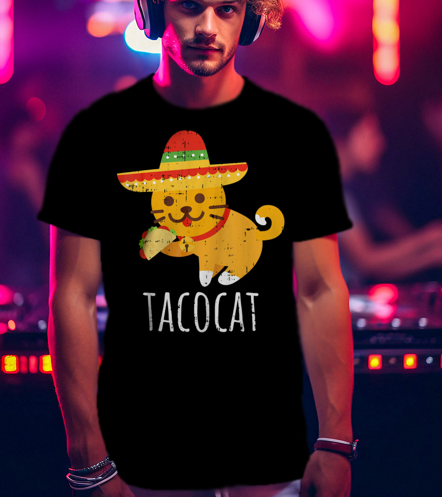 Tacocat Sombrero Taco Cat Funny Mexican Cinco De Mayo T-Shirt