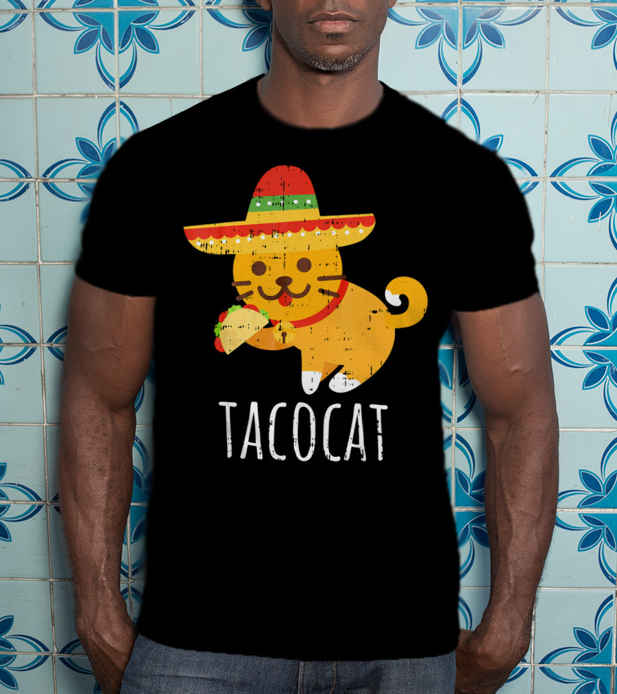 Tacocat Sombrero Taco Cat Funny Mexican Cinco De Mayo T-Shirt