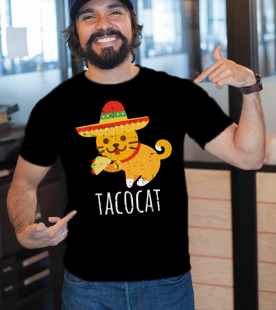 Tacocat Sombrero Taco Cat Funny Mexican Cinco De Mayo T-Shirt