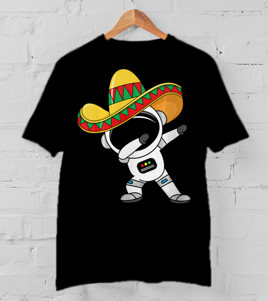 Kids Cinco De Mayo Astronaut Sombrero Dabbing T-Shirt