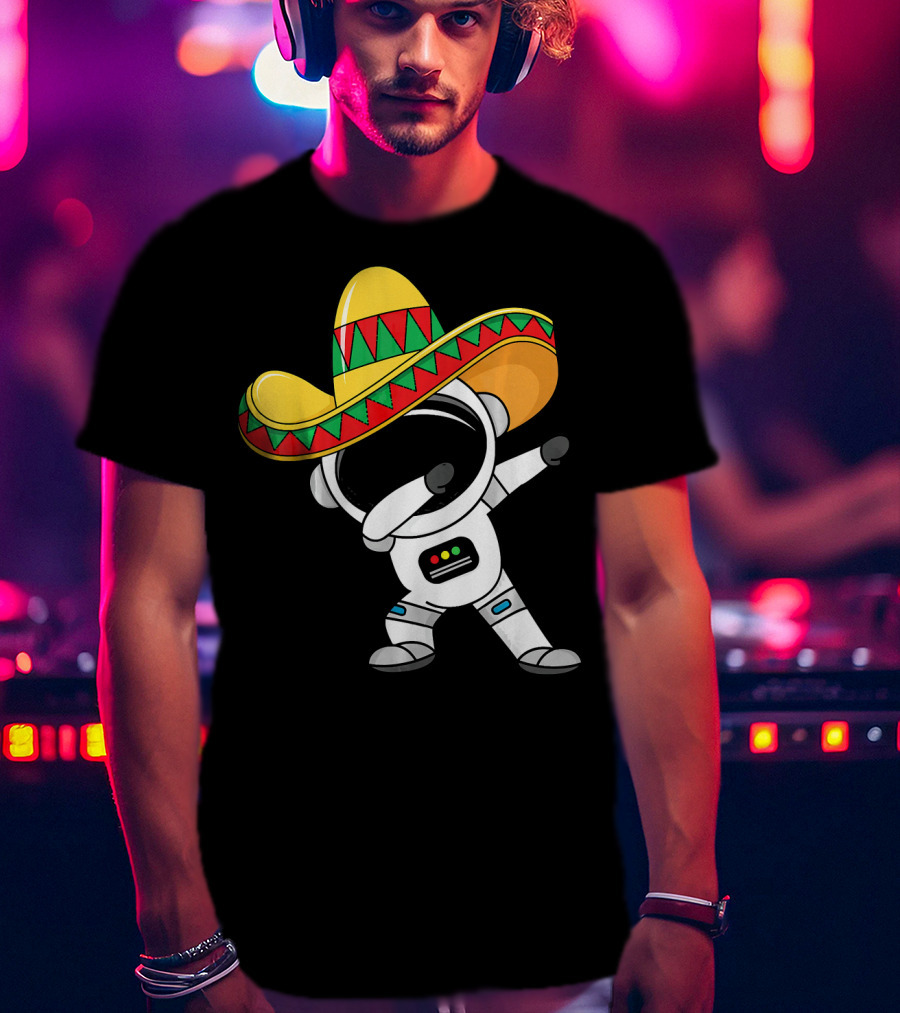 Kids Cinco De Mayo Astronaut Sombrero Dabbing T-Shirt